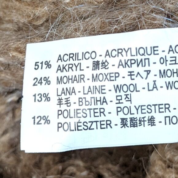 NWT Zara Knit Women's Mohair & Wool Blend Camel Textured Sweater Size M - Picture 6 of 6